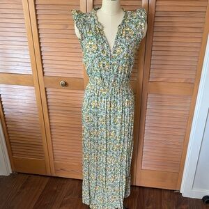 LOFT Green and Yellow Floral Maxi Dress